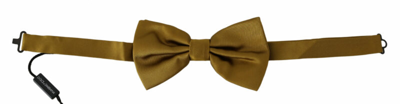 Dolce & Gabbana Elegant Mustard Silk Bow Tie - Image 2