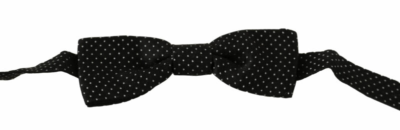 Dolce & Gabbana Elegant Black Polka Dot Silk Bow Tie - Image 2