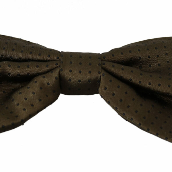 Dolce & Gabbana Elegant Brown Polka Dot Silk Bow Tie