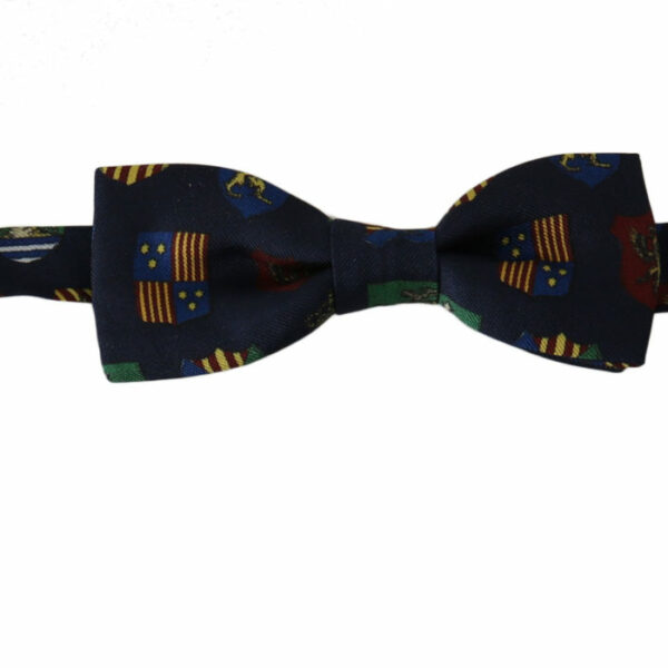 Dolce & Gabbana Exquisite Silk Bow Tie in Blue Flags Print