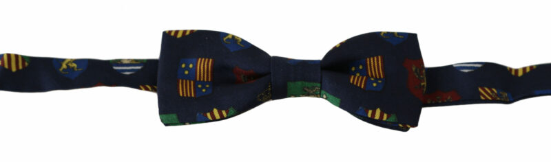 Dolce & Gabbana Exquisite Silk Bow Tie in Blue Flags Print - Image 2