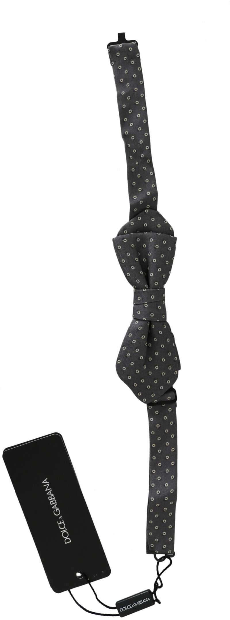 Dolce & Gabbana Elegant Silk Gray Circle Pattern Bow Tie - Image 2