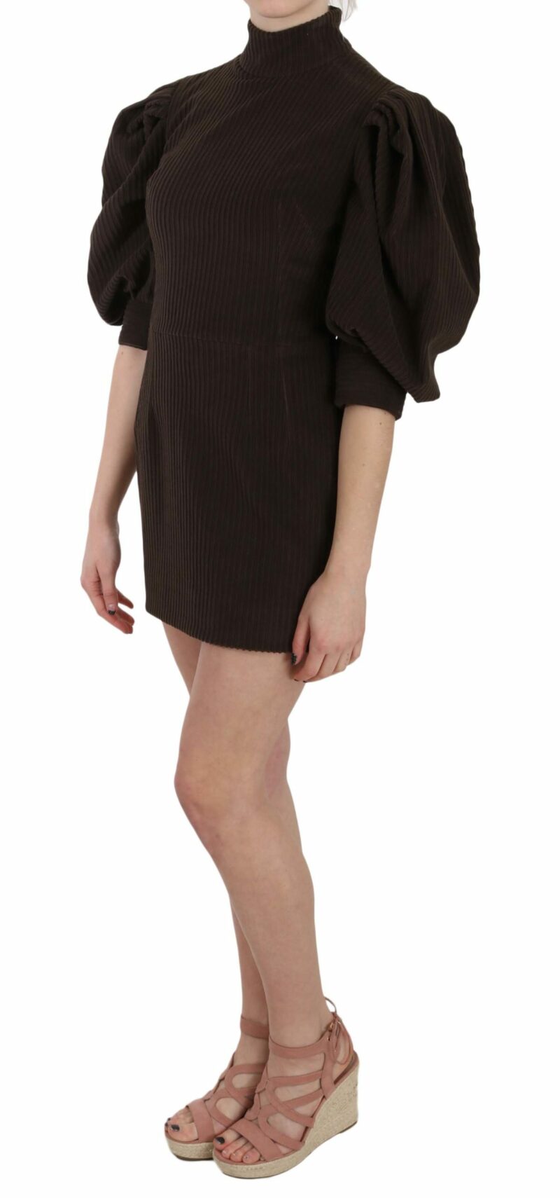 Dolce & Gabbana Chic Brown Corduroy Bodycon Mini Dress - Image 2