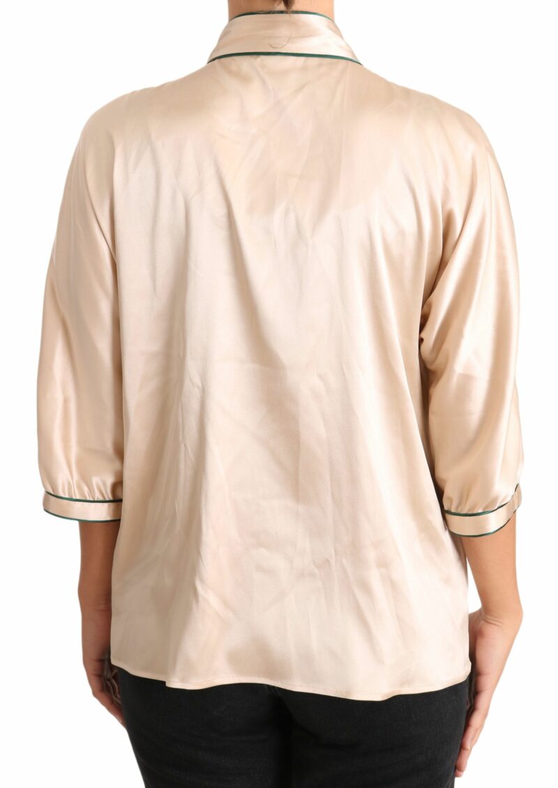 Dolce & Gabbana Elegant Beige Silk Blend Blouse Top - Image 4