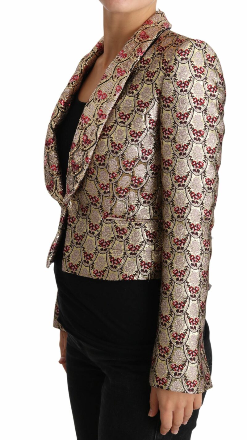 Dolce & Gabbana Glittering Gold Floral Sequined Blazer Jacket - Image 2
