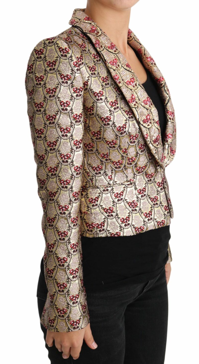 Dolce & Gabbana Glittering Gold Floral Sequined Blazer Jacket - Image 5