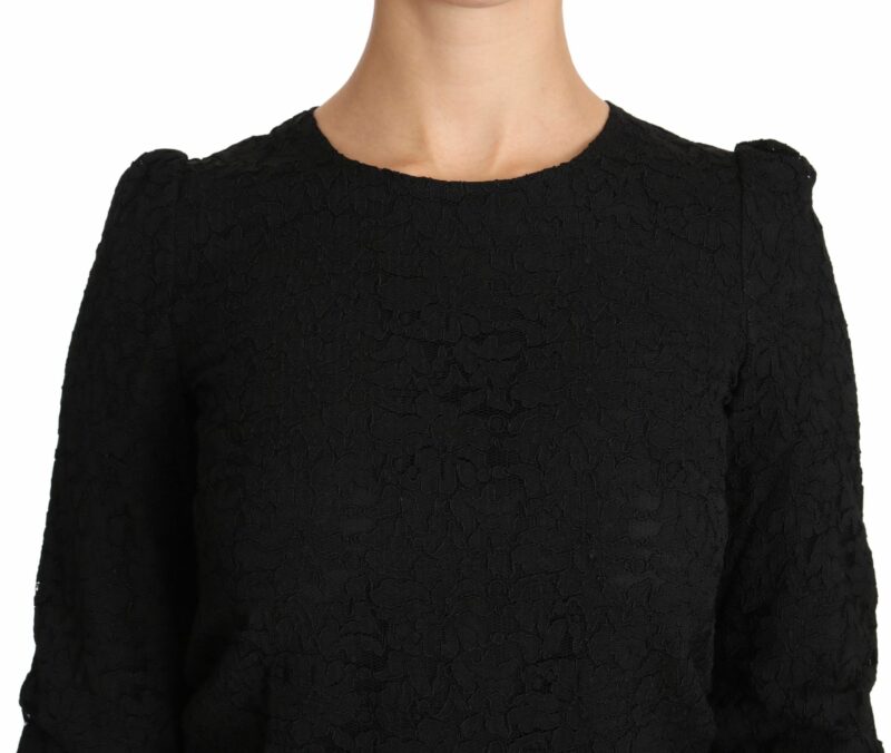 Dolce & Gabbana Elegant Black Floral Crewneck Blouse - Image 4