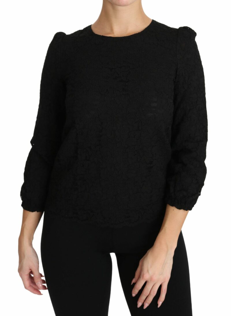 Dolce & Gabbana Elegant Black Floral Crewneck Blouse - Image 6