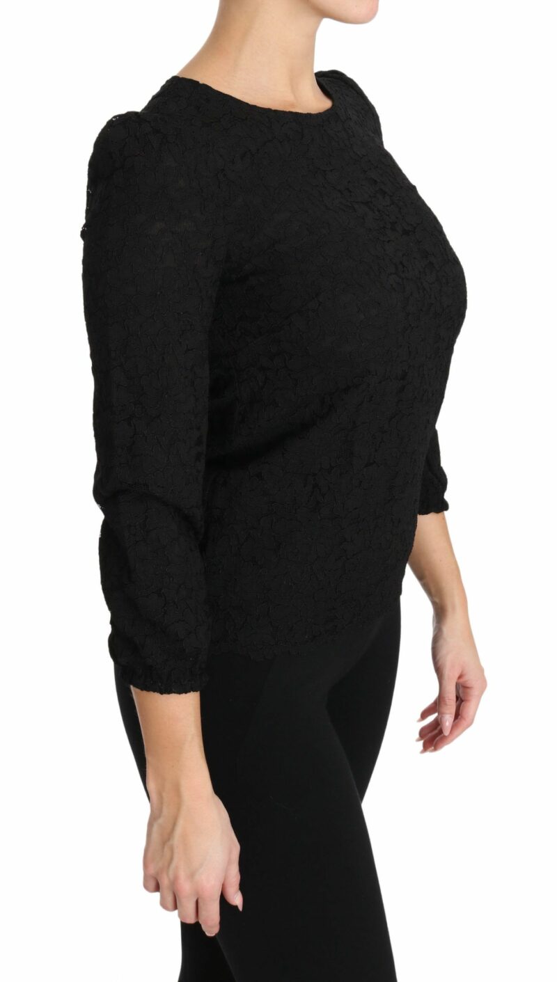 Dolce & Gabbana Elegant Black Floral Crewneck Blouse - Image 5