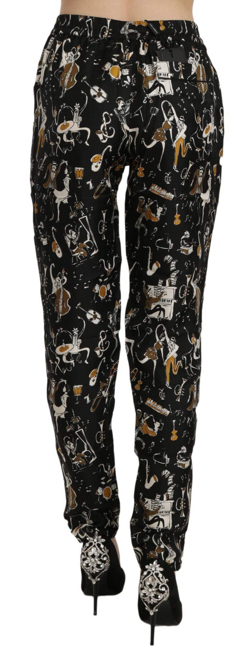 Dolce & Gabbana Elegant High Waist Tapered Silk Pants - Image 4