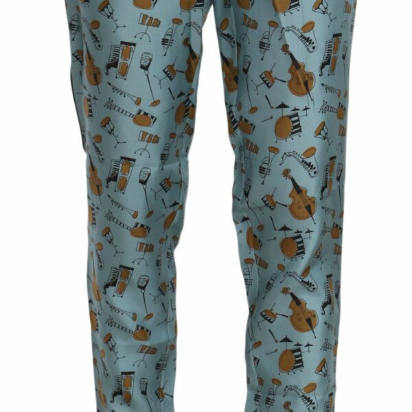 Dolce & Gabbana High Waist Tapered Silk Pants in Blue Print