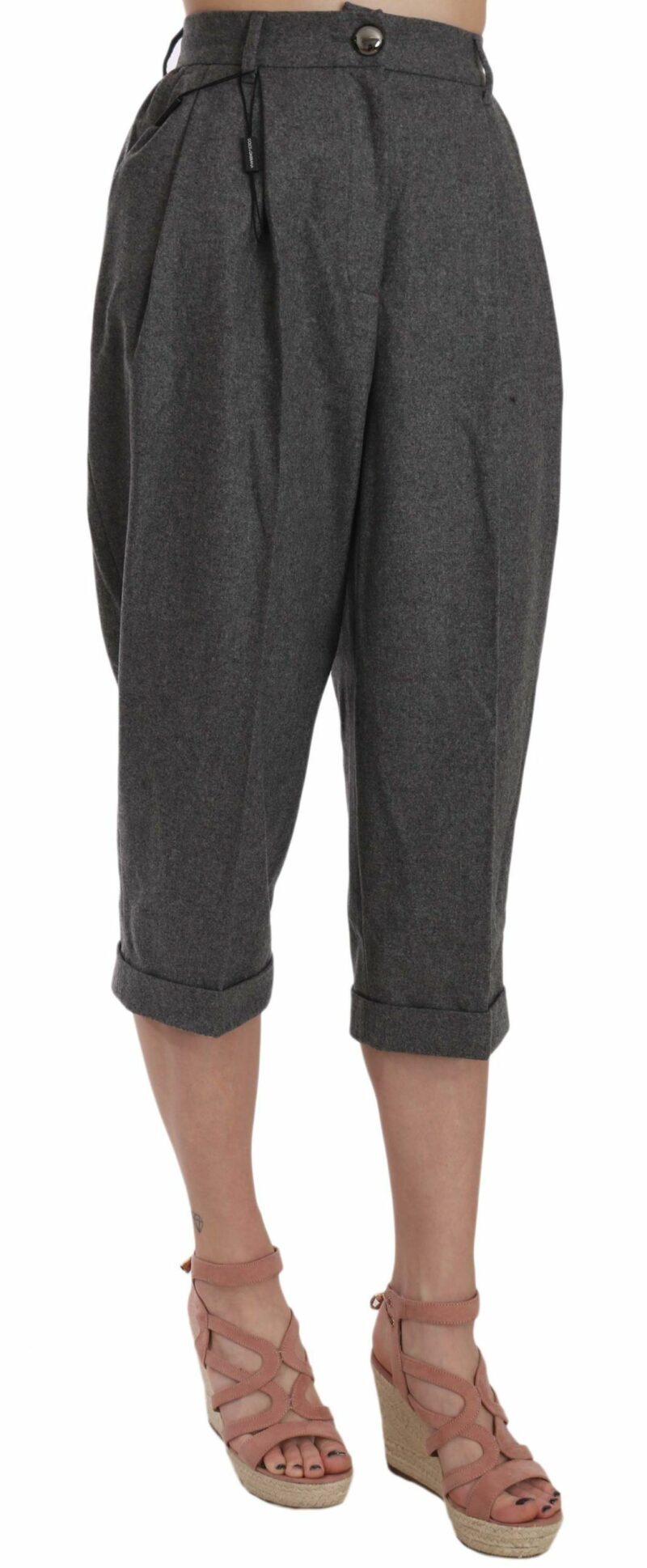 Dolce & Gabbana Elegant Gray Wool-Cashmere Pleated Trousers - Image 2