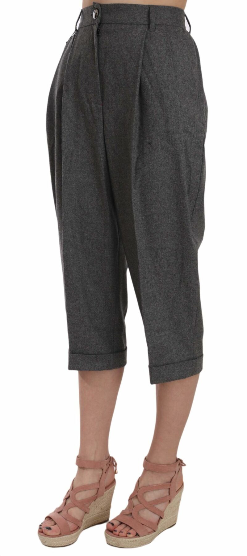 Dolce & Gabbana Elegant Gray Wool-Cashmere Pleated Trousers - Image 3