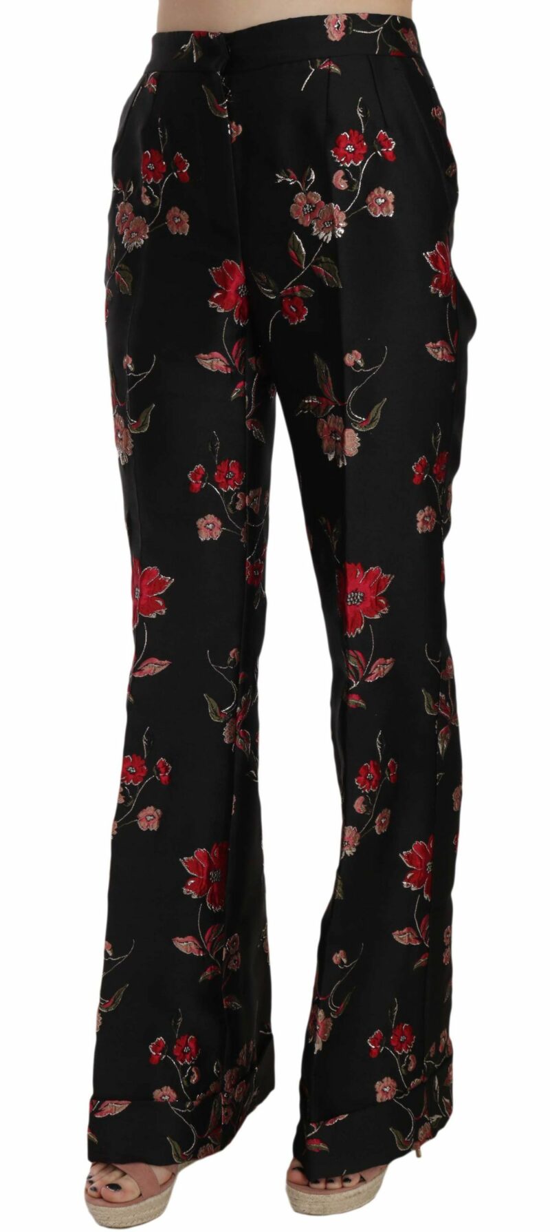 Dolce & Gabbana Elegant Floral Print Boot Cut Trousers - Image 2