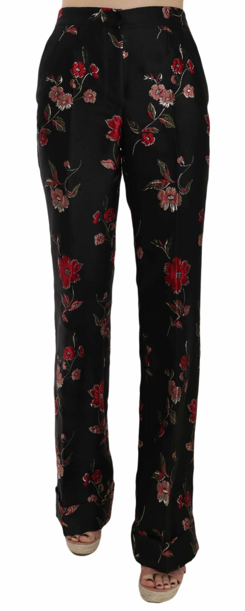 Dolce & Gabbana Elegant Floral Print Boot Cut Trousers - Image 4