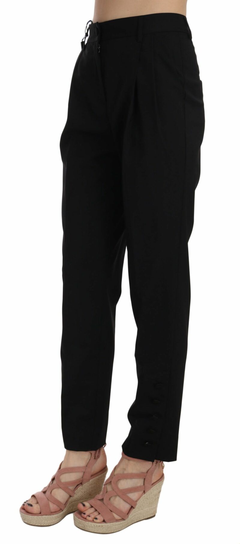 Dolce & Gabbana Elegant Pleated Tapered Black Trousers - Image 3