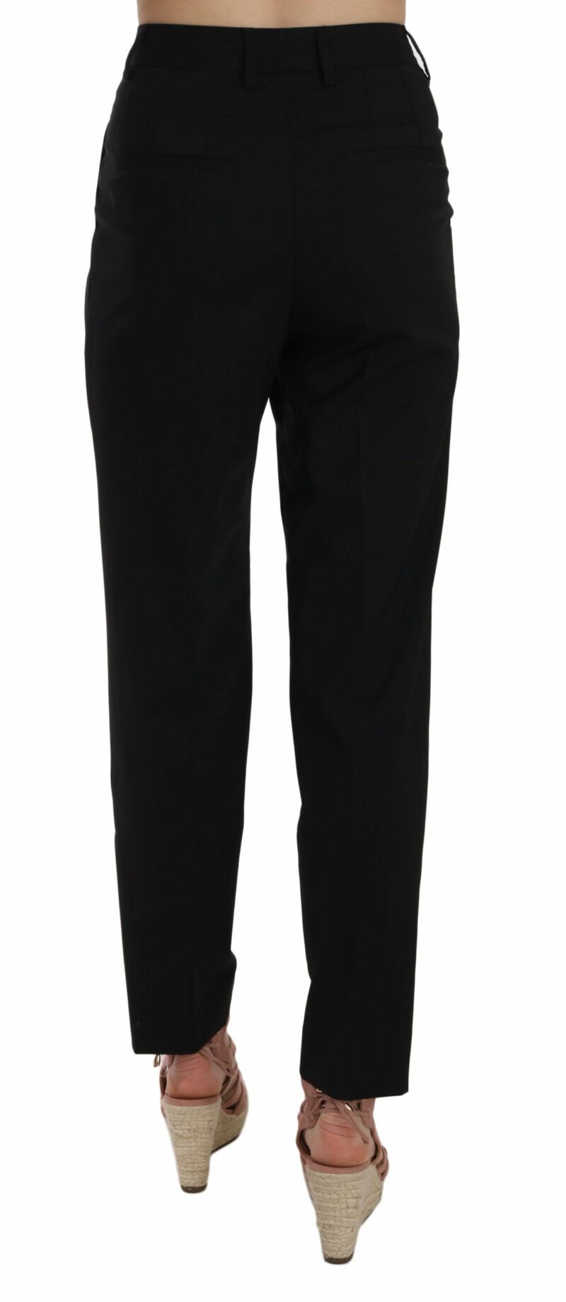 Dolce & Gabbana Elegant Pleated Tapered Black Trousers - Image 4