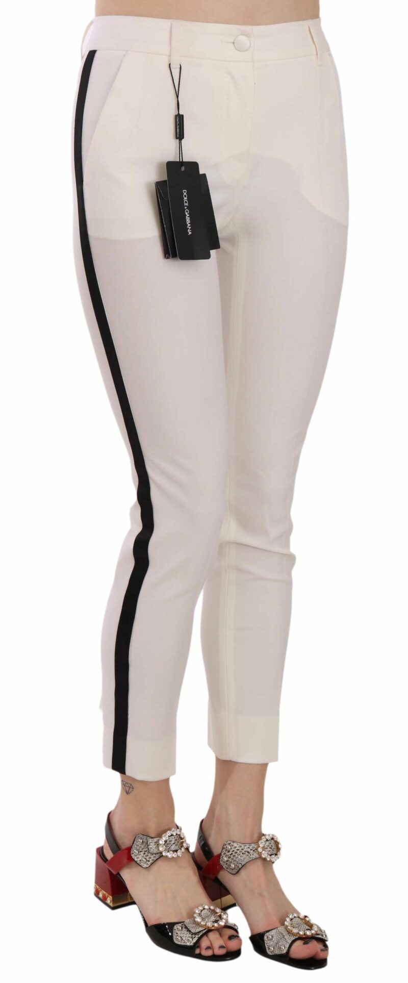 Dolce & Gabbana Elegant Side Stripe Cropped Wool Trousers - Image 2
