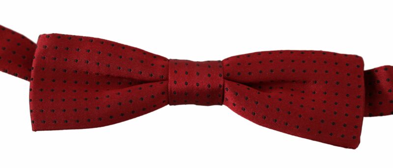 Dolce & Gabbana Elegant Red Dotted Silk Bow Tie - Image 2