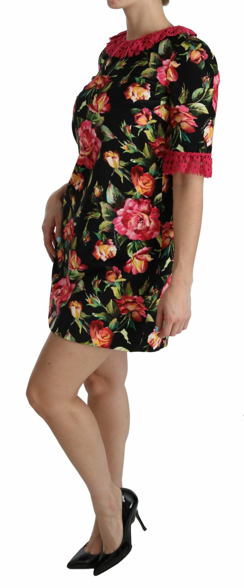 Dolce & Gabbana Elegant Floral Lace A-Line Mini Dress - Image 4