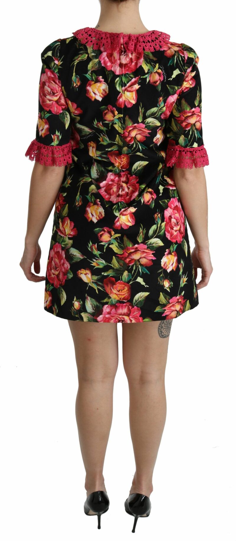 Dolce & Gabbana Elegant Floral Lace A-Line Mini Dress - Image 5