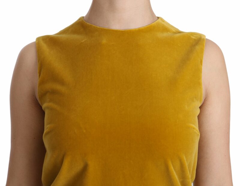 Dolce & Gabbana Mustard Velvet Shift Mini Dress - Image 4