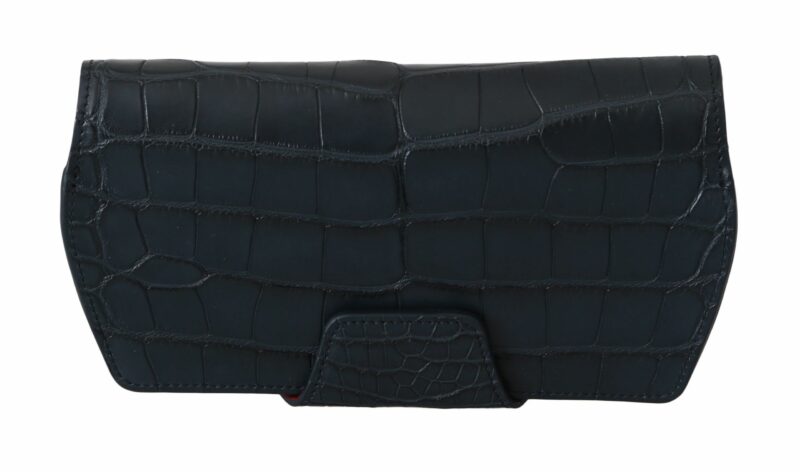 Dolce & Gabbana Elegant Blue Crocodile Leather Eyewear Pouch - Image 3