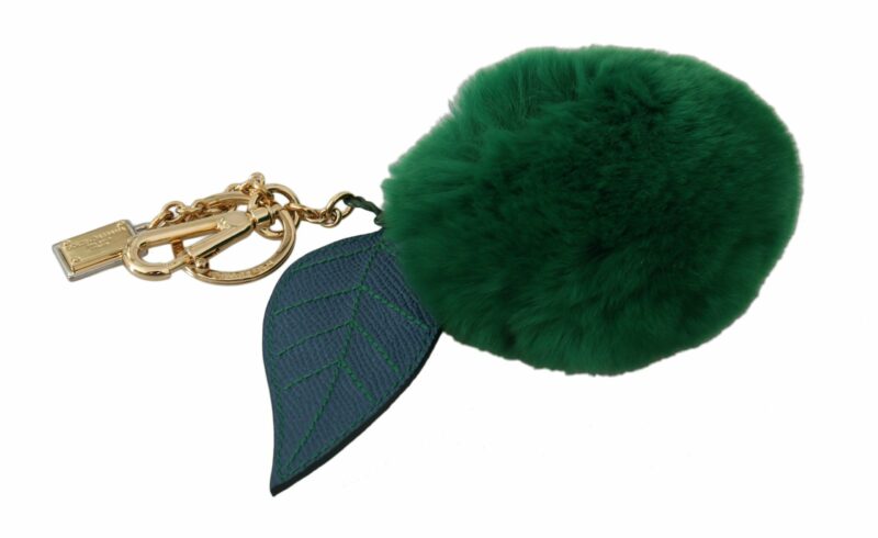 Dolce & Gabbana Elegant Tricolor Fur Ball Keychain - Image 2