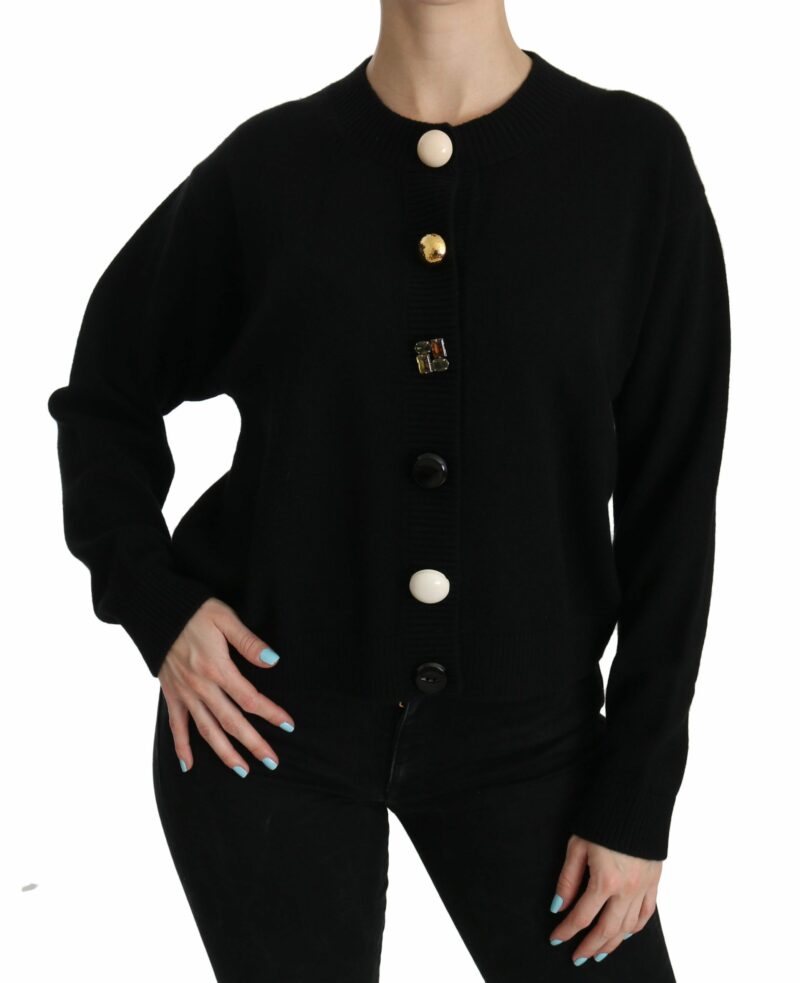 Dolce & Gabbana Elegant Black Cashmere Cardigan Top - Image 6