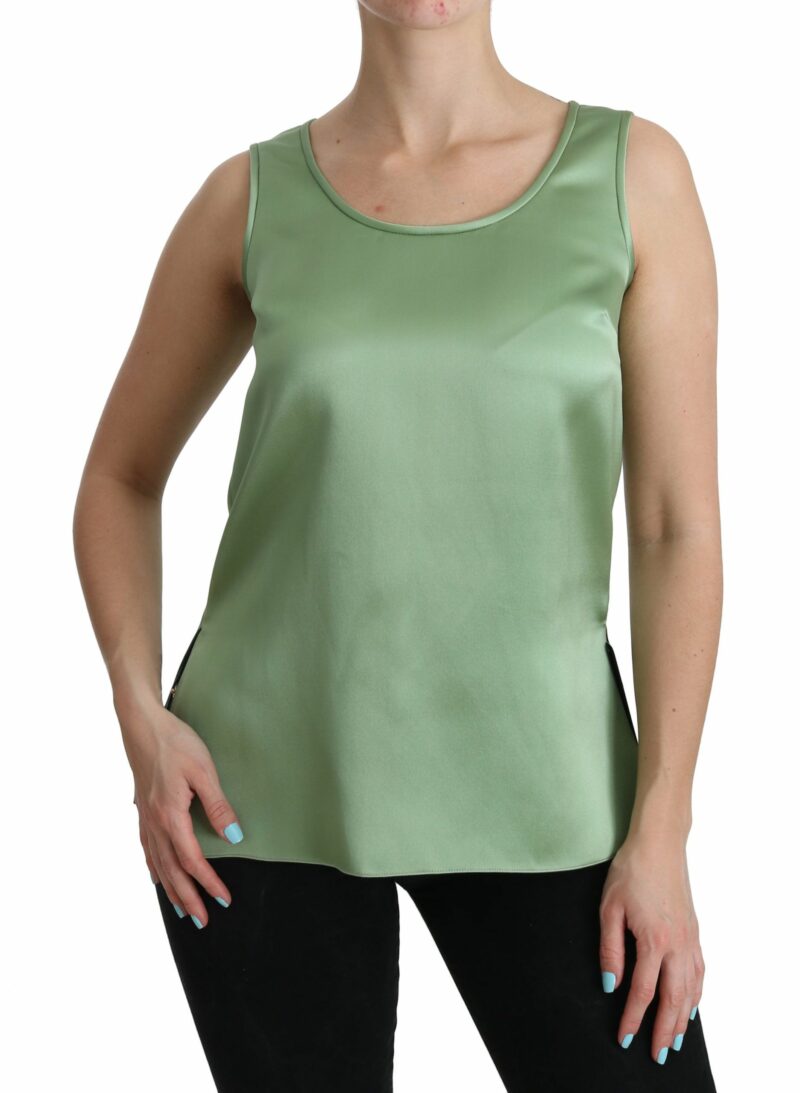 Dolce & Gabbana Elegant Silk Sleeveless Top in Light Mint Green - Image 6