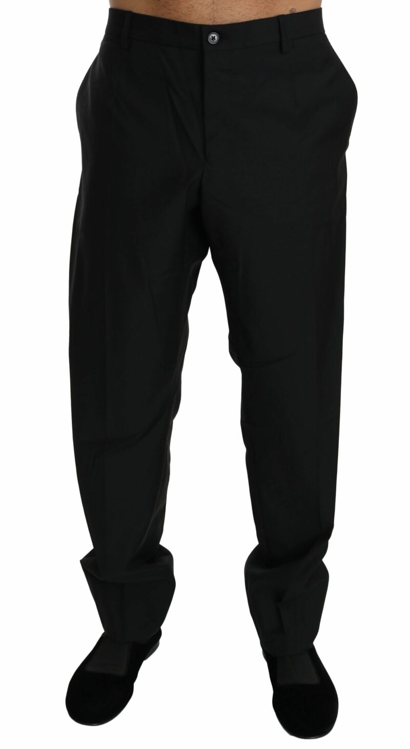 Dolce & Gabbana Elegant Black Virgin Wool Dress Pants - Image 4