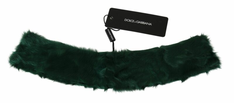 Dolce & Gabbana Luxurious Green Lambskin Scarf for Women - Image 3