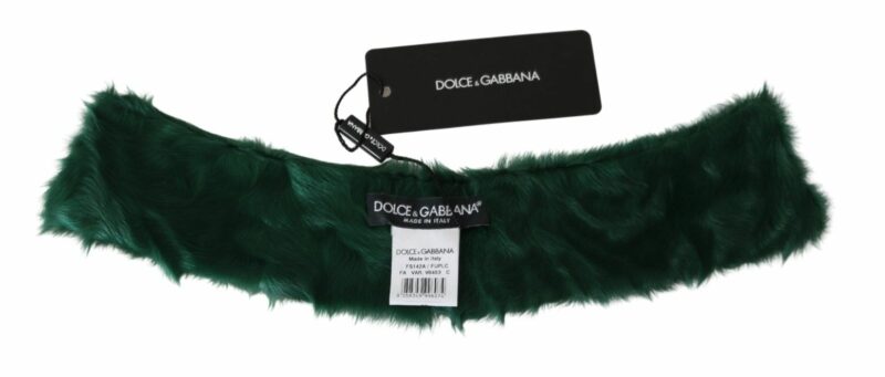 Dolce & Gabbana Luxurious Green Lambskin Scarf for Women - Image 5