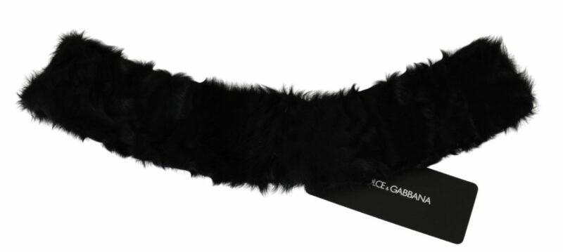 Dolce & Gabbana Elegant Black Lambskin Scarf - Image 4