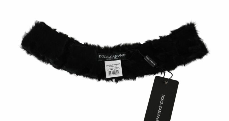 Dolce & Gabbana Elegant Black Lambskin Scarf - Image 5