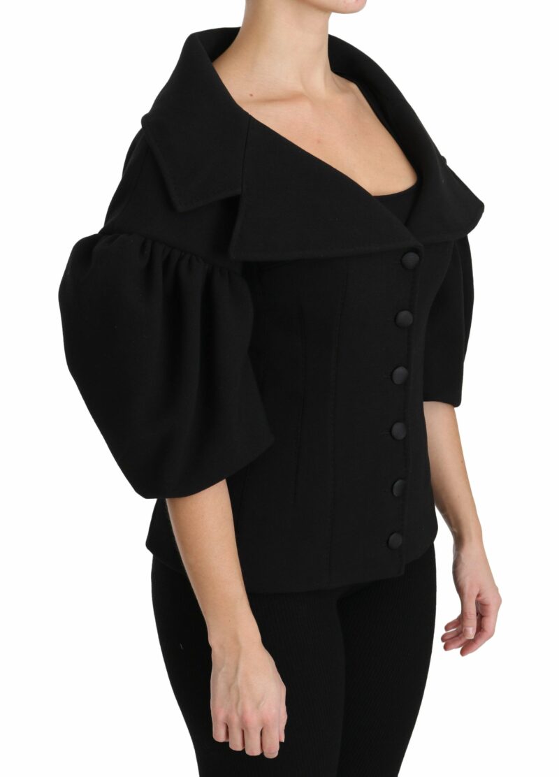 Dolce & Gabbana Elegant Black Virgin Wool Coat - Image 2