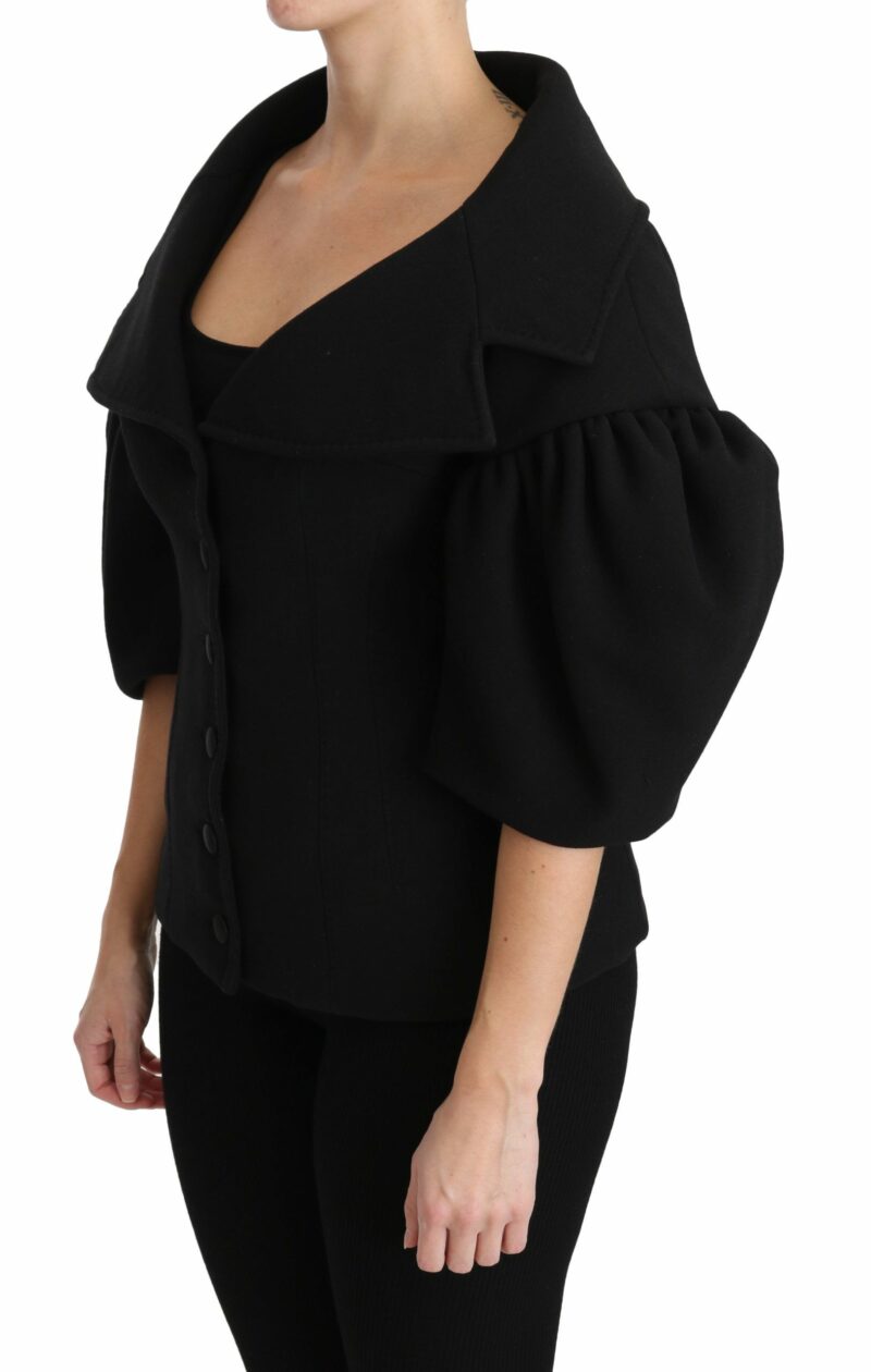Dolce & Gabbana Elegant Black Virgin Wool Coat - Image 3