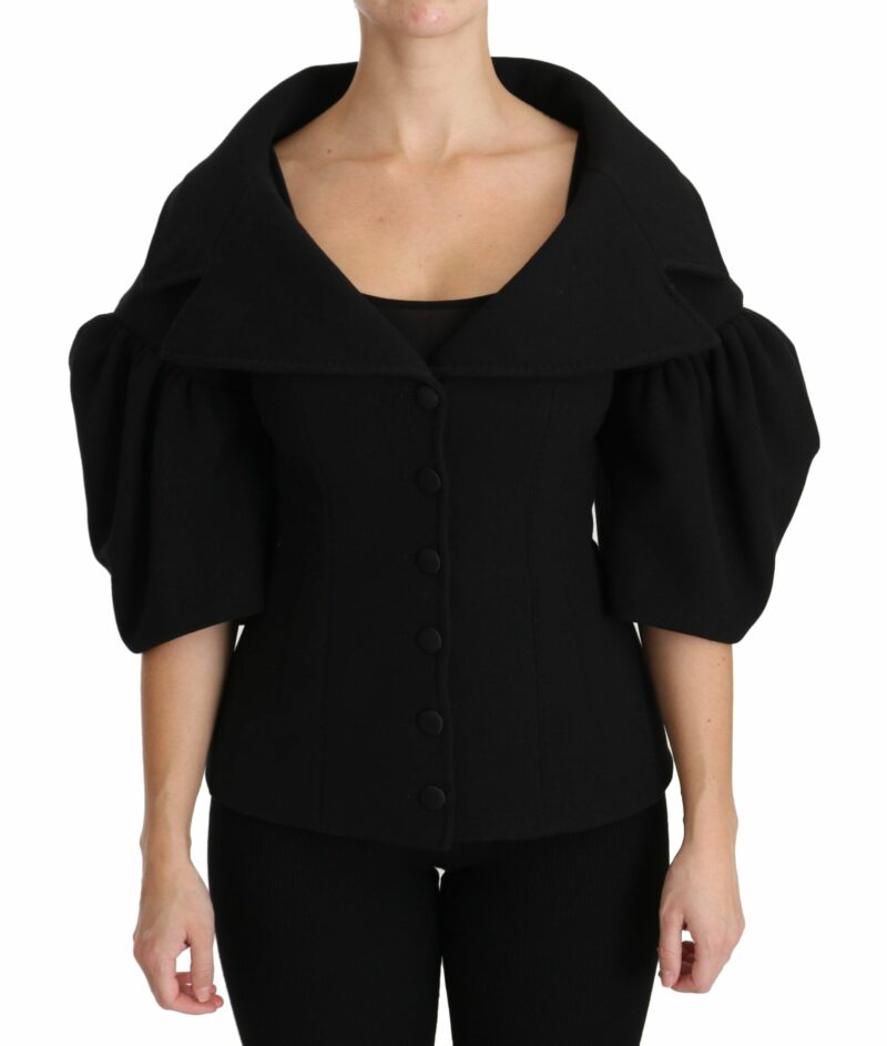 Dolce & Gabbana Elegant Black Virgin Wool Coat - Image 6