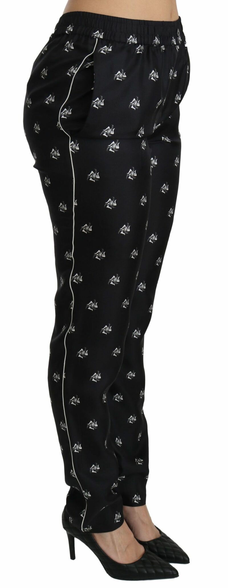 Dolce & Gabbana Elegant Mid Waist Skinny Silk Pants - Image 4