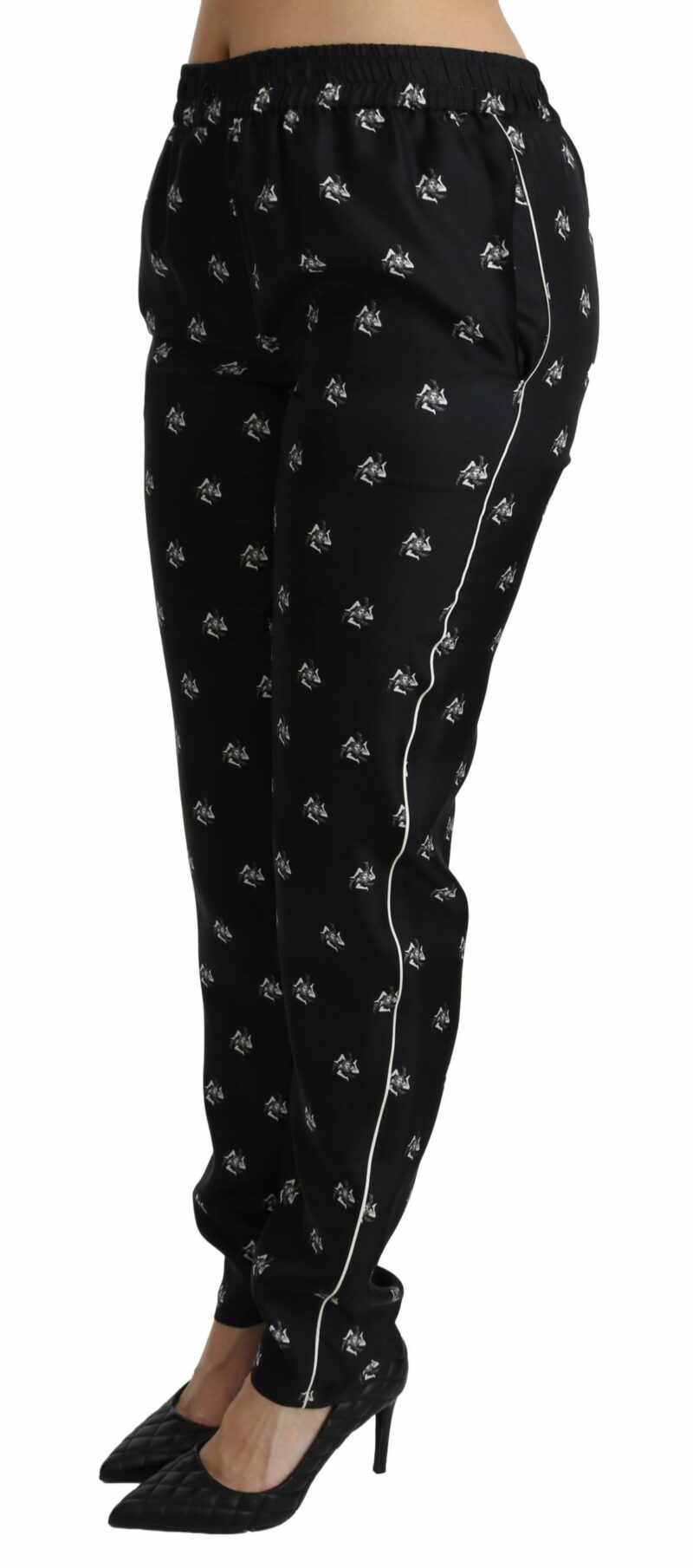 Dolce & Gabbana Elegant Mid Waist Skinny Silk Pants - Image 3