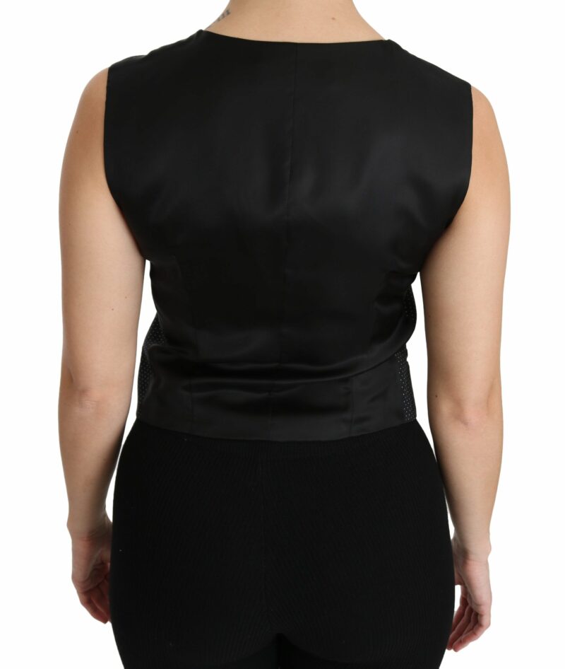 Dolce & Gabbana Chic Black Dotted Wool Blend Sleeveless Vest - Image 4