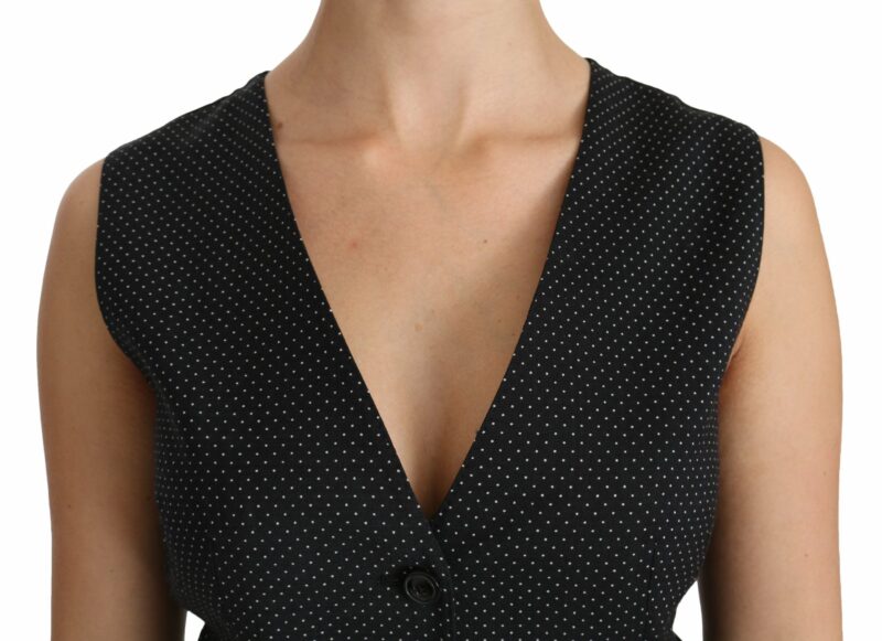Dolce & Gabbana Chic Black Dotted Wool Blend Sleeveless Vest - Image 5