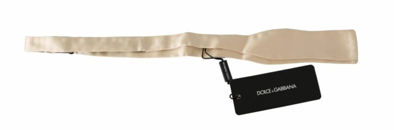 Dolce & Gabbana Elegant Beige Silk Bowtie - Image 2