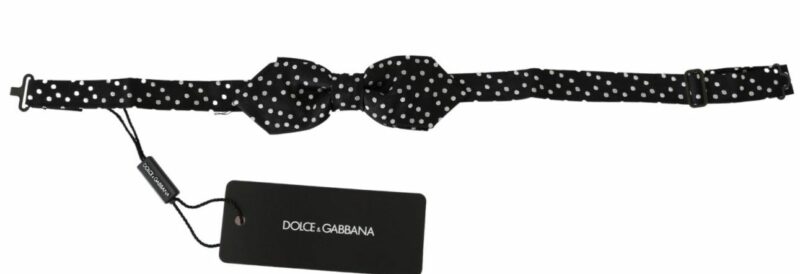 Dolce & Gabbana Elegant Black Polka Dot Silk Bow Tie - Image 2