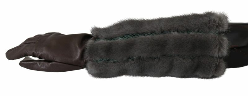 Dolce & Gabbana Elegant Mid-Arm Leather Gloves in Brown - Image 2