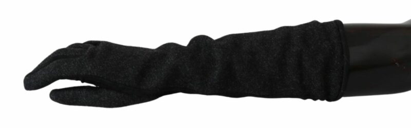 Dolce & Gabbana Elegant Mid-Length Wool Gloves in Black - Image 2