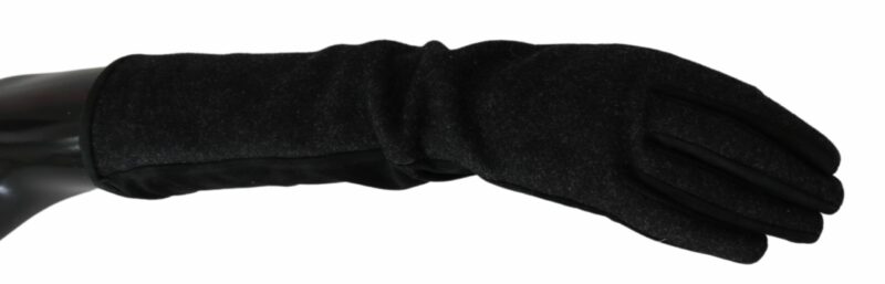 Dolce & Gabbana Elegant Mid-Length Wool Gloves in Black - Image 3
