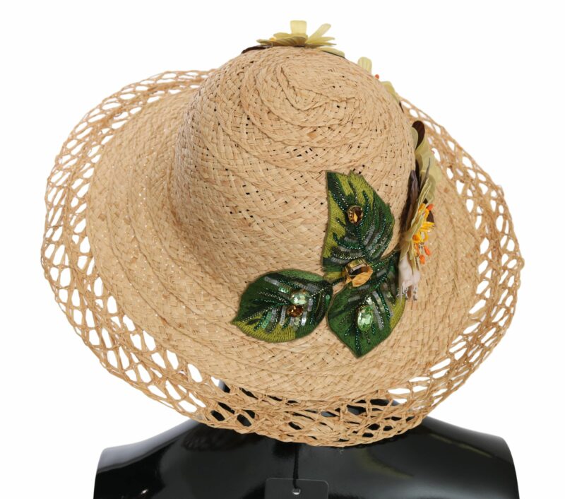 Dolce & Gabbana Elegant Beige Floral Bucket Hat - Image 2
