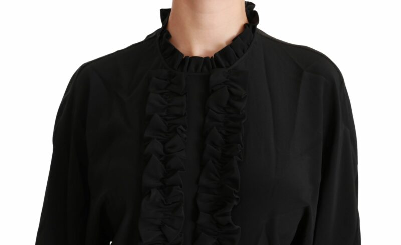 Dolce & Gabbana Elegant Black Silk Short Sleeve Blouse - Image 5