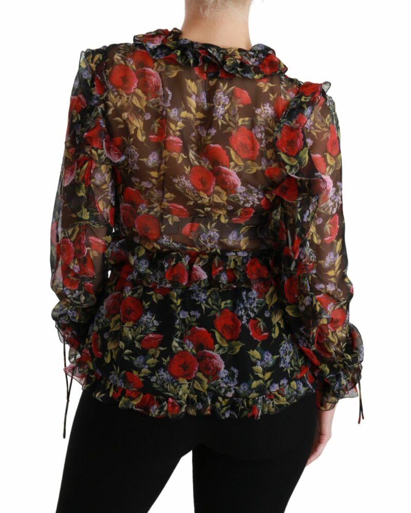 Dolce & Gabbana Elegant Floral Silk Long Sleeve Blouse - Image 4